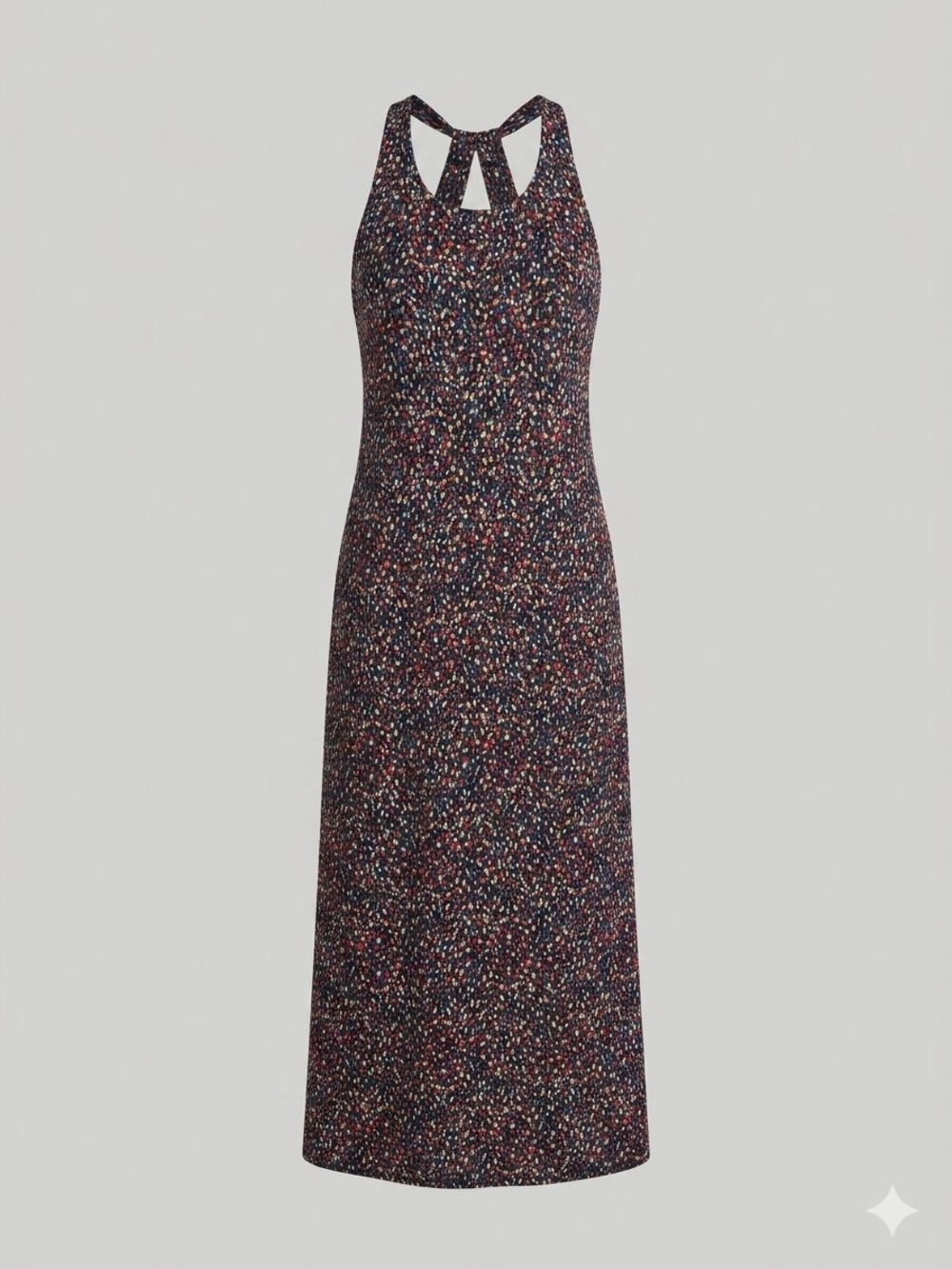 Prana Navy Multi-Dot Halter Maxi Dress